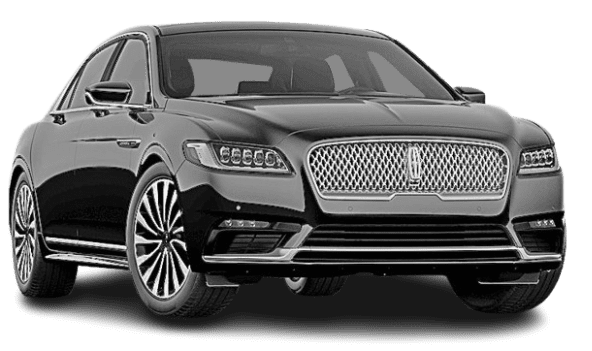 A sleek black luxury sedan with chrome accents and distinctive grille.