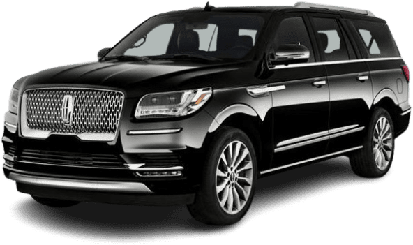 Black luxury SUV with sleek design and chrome accents.